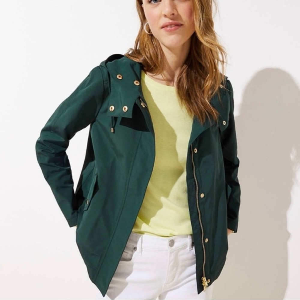 🆕 NWOT LOFT Modern Raincoat in Dark Emerald - Picture 4 of 11